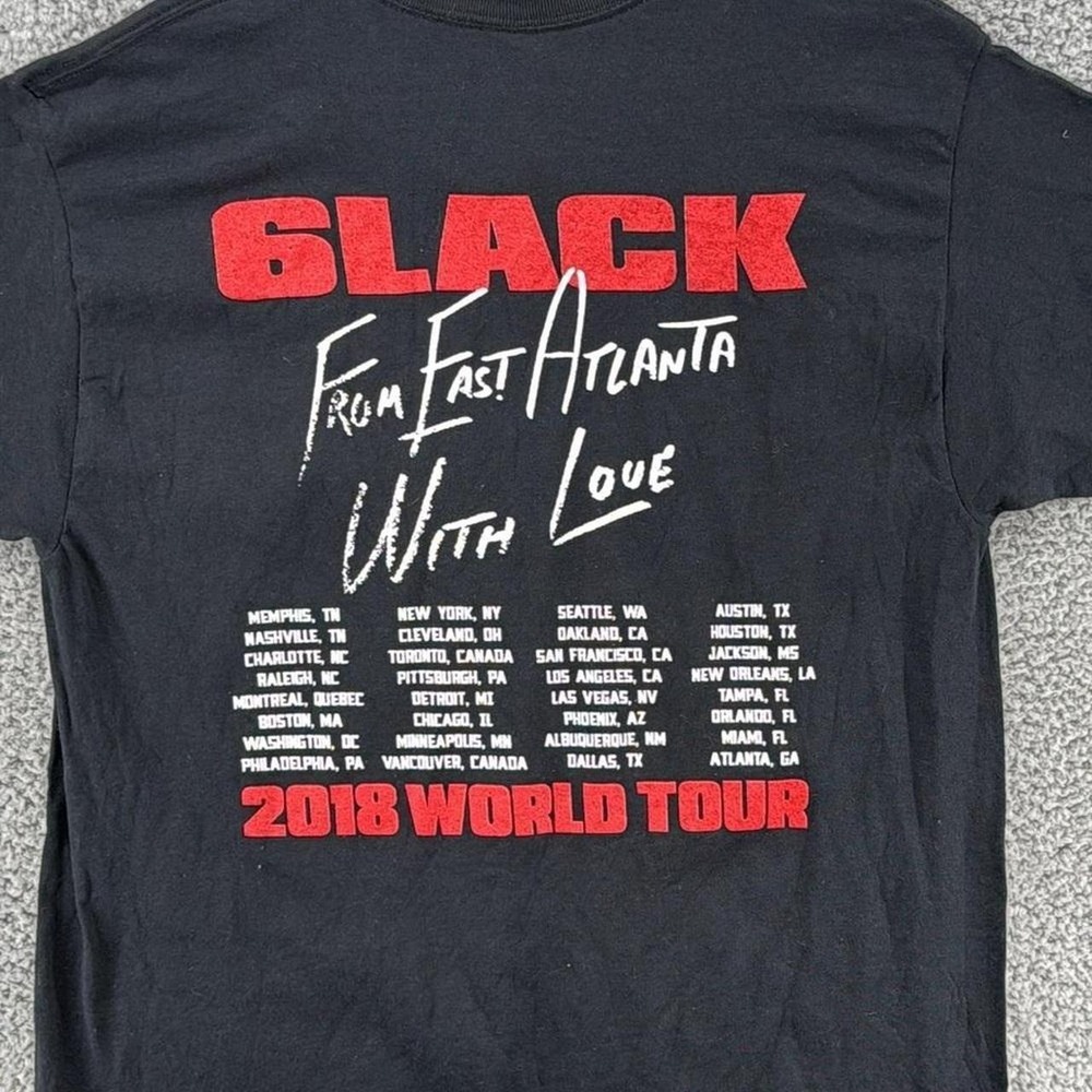 6LACK From East Atlanta With Love 2018 World Tour Graphic T-Shirt Black Mens M - Picture 4 of 4